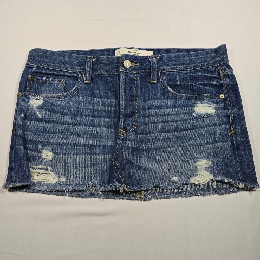 Abercrombie & Fitch Distressed Denim Mini Skirt Y2K Women's